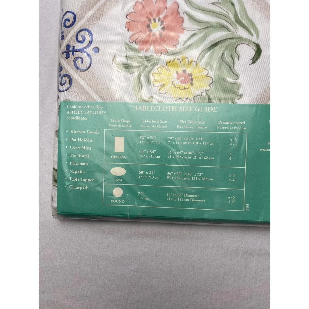 Ashley Taylor Concepts 52x70 Oblong Flannel Backed Vinyl Tablecloth Fruit Floral